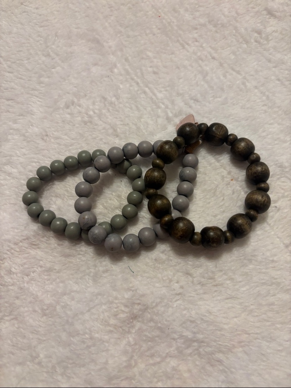 Plunder Sage, Gray and Dark Brown Beaded Bracelet Set
